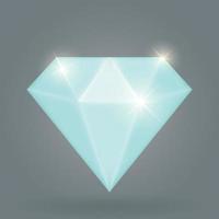 Diamant auf grauem Hintergrund isoliert. einzelnes schönes Juwel oder Brillant. glänzender Glasstein. karikaturjuwel für spielikone oder juweliergeschäftslogo. Vektor-Illustration vektor