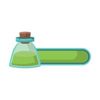 Spielsymbol der Flasche mit Gift oder Elixier und Statusanzeige. GUI-Bar-Element für Spieldesign und magische Flüssigkeit in Glasflasche. vektorillustration für mobiles videospiel vektor