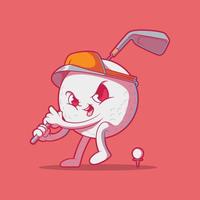 Golfballcharakter, der Golfvektorillustration spielt. Spiel, Sport, Markendesign Werbung. vektor