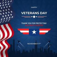 Happy Veterans Day 11. November Illustration auf Sunburst blauem Hintergrund vektor