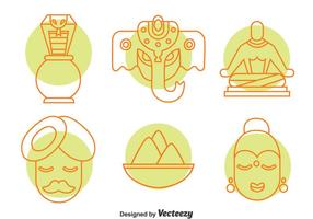 Indien Kultur Element Icons Vektor Set