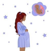 schwangerschaft, schwangeres mädchen. an das Baby denken vektor