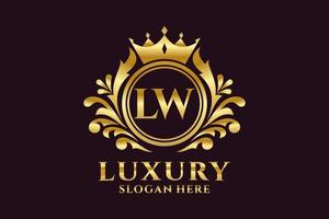 Royal Luxury Logo-Vorlage mit anfänglichem lw-Buchstaben in Vektorgrafiken für luxuriöse Branding-Projekte und andere Vektorillustrationen. vektor