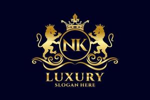 Initial nk Letter Lion Royal Luxury Logo Vorlage in Vektorgrafiken für luxuriöse Branding-Projekte und andere Vektorillustrationen. vektor