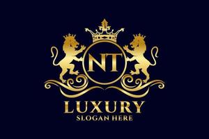 Anfangsbuchstabe nt lion royal Luxus-Logo-Vorlage in Vektorgrafiken für luxuriöse Branding-Projekte und andere Vektorillustrationen. vektor