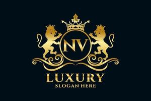 initiale nv letter lion royal luxus logo vorlage in vektorgrafiken für luxuriöse branding-projekte und andere vektorillustrationen. vektor