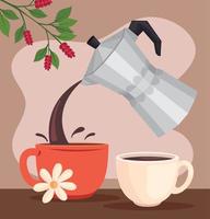 Kaffeetassen und Wasserkocher vektor