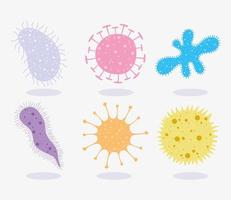 virus och bakterier Ikonuppsättning vektor