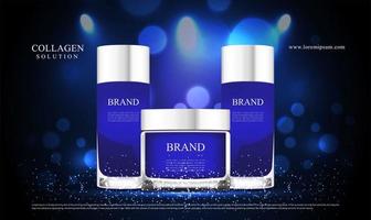 blå glitter och belysningseffekt för kosmetikreklam vektor