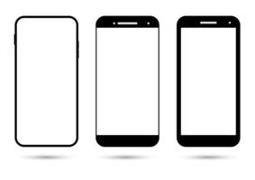 Smartphone-Sammlung mit leerem weißen Bildschirm