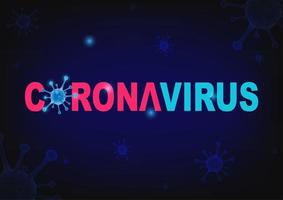 coronavirus typografi på blå viruscelldesign vektor