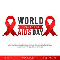 Plakat zum Welt-Aids-Tag. Aids-Bewusstsein rotes Band. Vektor-Illustration. vektor