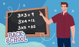 tillbaka till skola text med matematik lärare vektor