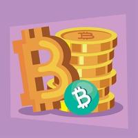 Bitcoins und Symbol golden vektor