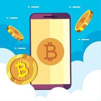 Bitcoins im Smartphone vektor