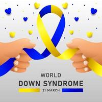 Down-Syndrom-Welttag-Vektorposter mit blauem und gelbem Band. soziales plakat 21. märz welttag des down-syndroms. vektor