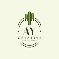 ay Anfangsbuchstabe grüner Kaktus-Logo-Vektor vektor