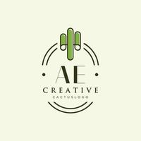 ae Anfangsbuchstabe grüner Kaktus-Logo-Vektor vektor