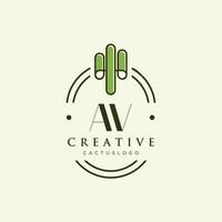 av anfangsbuchstabe grüner kaktus logo vektor