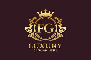 Royal Luxury Logo-Vorlage mit anfänglichem fg-Buchstaben in Vektorgrafiken für luxuriöse Branding-Projekte und andere Vektorillustrationen. vektor