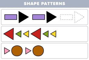utbildning spel för barn komplett de mönster från rektangel triangel cirkel geometrisk former kalkylblad vektor