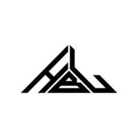 hbl brev logotyp kreativ design med vektor grafisk, hbl enkel och modern logotyp i triangel form.