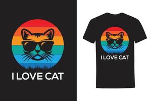 Ich liebe Katzen-T-Shirt-Design vektor