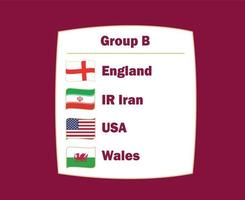 förenad stater England wales och iran flagga band länder grupp b symbol design fotboll slutlig vektor fotboll lag illustration