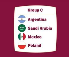 argentinien polen mexiko und saudi-arabien flagge emblem länder gruppe c symbol design fußball finale vektor fußballmannschaften illustration