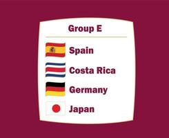 deutschland spanien japan und costa rica flagge band länder gruppe e symbol design fußball finale vektor fußballmannschaften illustration