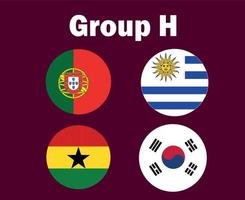 portugal söder korea uruguay och ghana flagga emblem grupp h symbol design fotboll slutlig vektor länder fotboll lag illustration