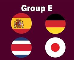 Tyskland Spanien japan och costa rica flagga emblem grupp e symbol design fotboll slutlig vektor länder fotboll lag illustration
