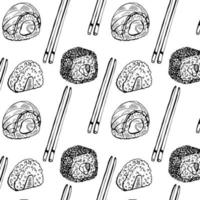 nahtloses muster mit japanischem essen sushi vektor