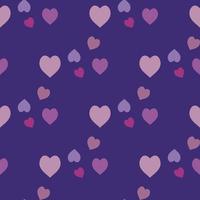 Nahtloses Muster mit rosa und lila Herzen auf dunkelviolettem Hintergrund. Vektorbild. vektor