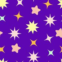 sömlös barns mönster på en lila bakgrund. stjärnor av olika former. vektor