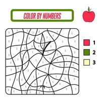 Malen nach Zahlen mit einem Apfel. Ein Puzzlespiel für die Kindererziehung und Outdoor-Aktivitäten vektor