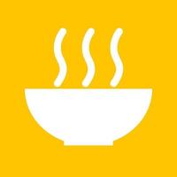 Schüssel-Essen-Symbol mit Rauch auf gelbem Hintergrund. vektor