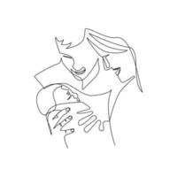 Vektorgrafik von Vater und Mutter, die ein neugeborenes Baby im Arm halten vektor
