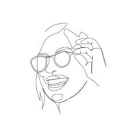 Vektorgrafik eines Mädchens mit Brille im Line-Art-Stil vektor