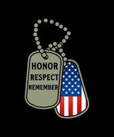 Ehre Respekt erinnere dich an Veteranen-Logo-T-Shirt-Design vektor