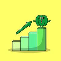 Kaktus niedlicher Geschäftsmann mit einem Deflationsdiagramm vektor