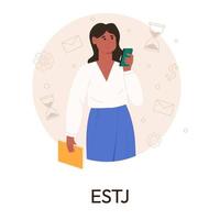 mbti person typer begrepp. socionics mbti. personlighet testa. platt vektor illustration