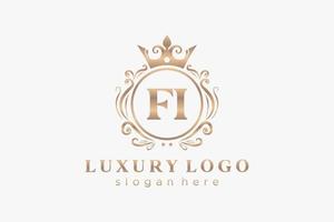 första fi brev kunglig lyx logotyp mall i vektor konst för restaurang, kungligheter, boutique, Kafé, hotell, heraldisk, Smycken, mode och Övrig vektor illustration.