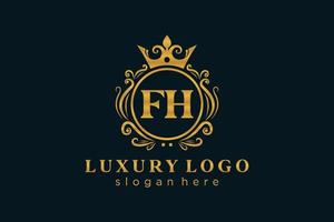 första fh brev kunglig lyx logotyp mall i vektor konst för restaurang, kungligheter, boutique, Kafé, hotell, heraldisk, Smycken, mode och Övrig vektor illustration.
