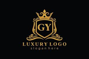 första gy brev kunglig lyx logotyp mall i vektor konst för restaurang, kungligheter, boutique, Kafé, hotell, heraldisk, Smycken, mode och Övrig vektor illustration.