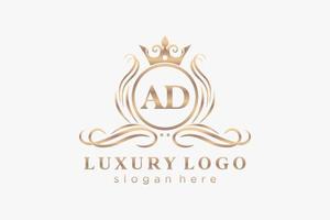 Royal Luxury Logo-Vorlage für den anfänglichen Anzeigenbrief in Vektorgrafiken für Restaurant, Lizenzgebühren, Boutique, Café, Hotel, Heraldik, Schmuck, Mode und andere Vektorillustrationen. vektor