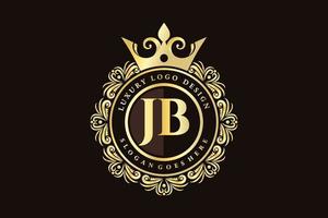 jb anfangsbuchstabe gold kalligrafisch feminin floral handgezeichnet heraldisch monogramm antik vintage stil luxus logo design premium vektor