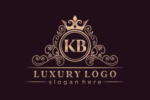 kb första brev guld calligraphic feminin blommig hand dragen heraldisk monogram antik årgång stil lyx logotyp design premie vektor