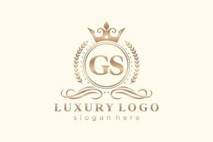 Royal Luxury Logo-Vorlage mit anfänglichem gs-Buchstaben in Vektorgrafiken für Restaurant, Lizenzgebühren, Boutique, Café, Hotel, Heraldik, Schmuck, Mode und andere Vektorillustrationen. vektor