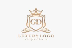första gd brev kunglig lyx logotyp mall i vektor konst för restaurang, kungligheter, boutique, Kafé, hotell, heraldisk, Smycken, mode och Övrig vektor illustration.